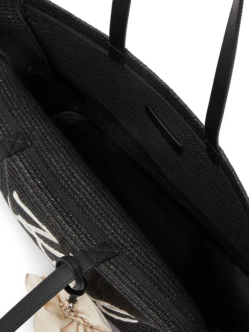 Karl Lagerfeld Signature shopper met bloemapplicatie Zwart