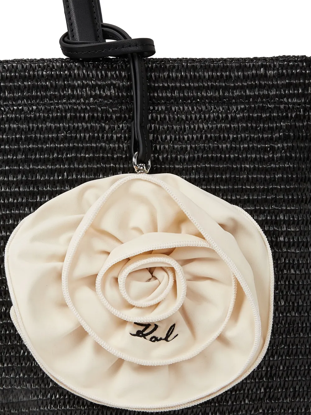 Karl Lagerfeld Signature shopper met bloemapplicatie Zwart