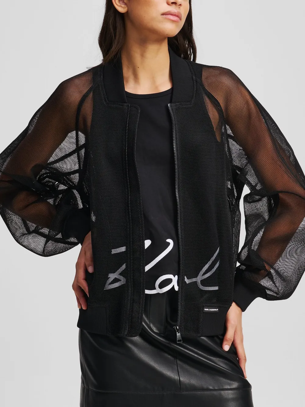 Karl Lagerfeld zip-up bomber jacket Zwart