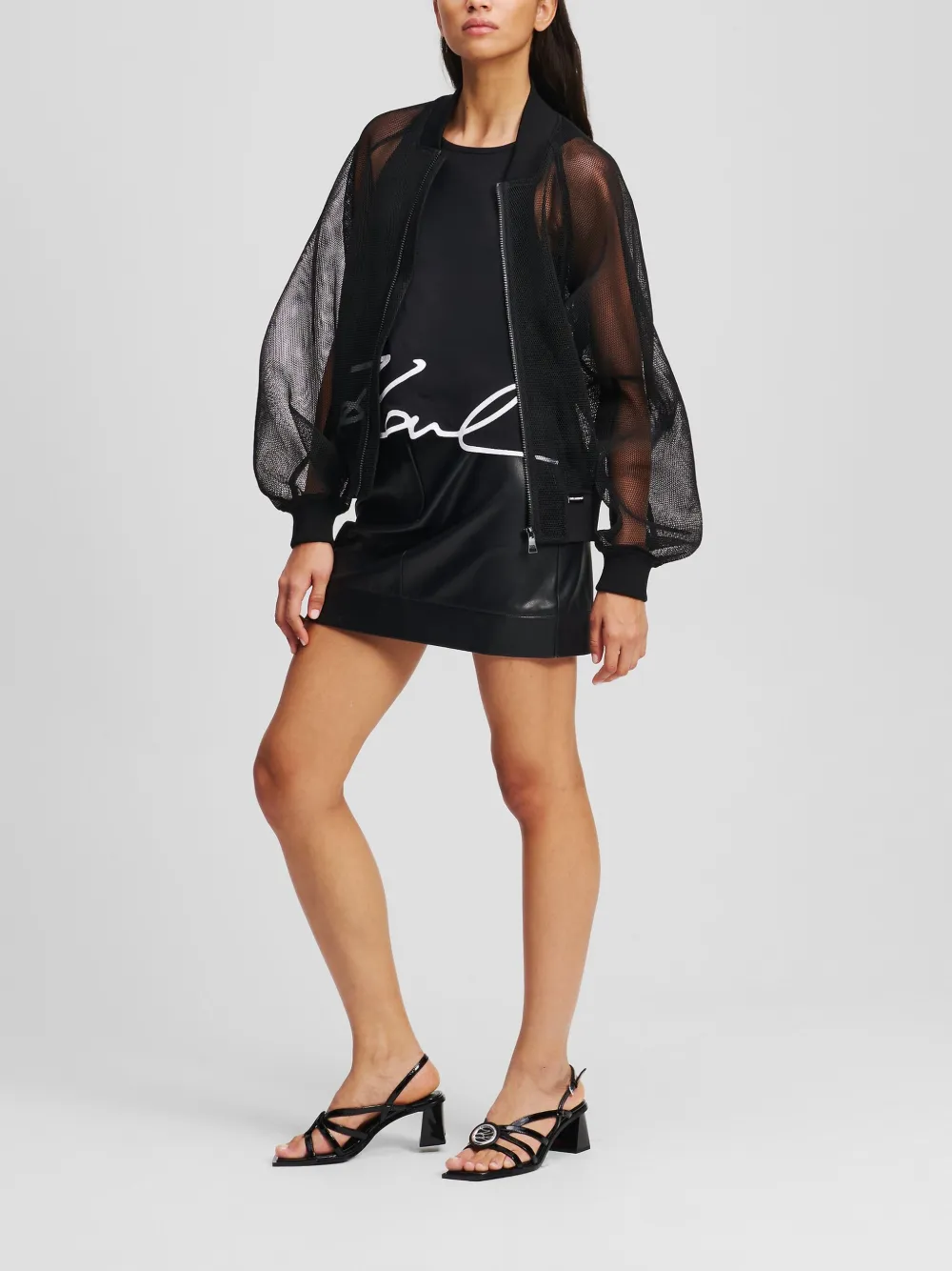 Karl Lagerfeld zip-up bomber jacket Zwart