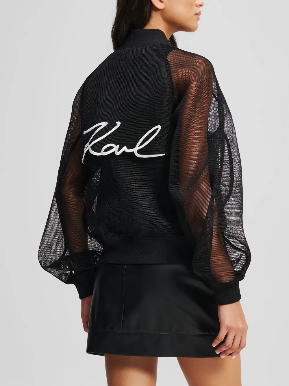 Karl Lagerfeld zip-up bomber jacket Zwart