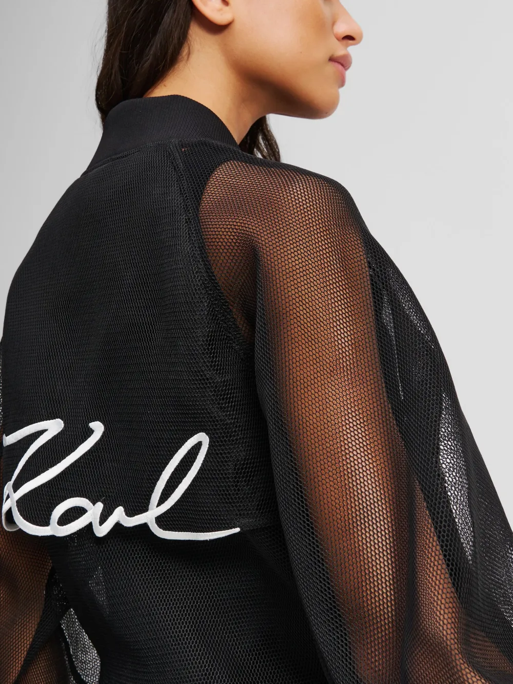 Karl Lagerfeld zip-up bomber jacket Zwart