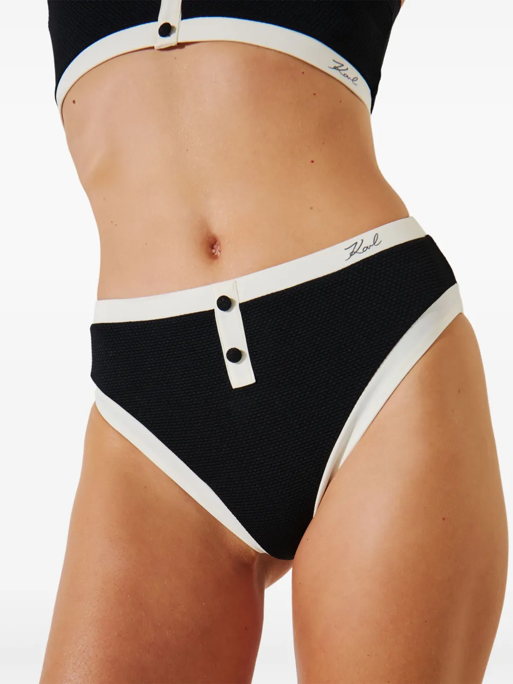 Karl Lagerfeld Bikinislip met contrasterende afwerking Zwart
