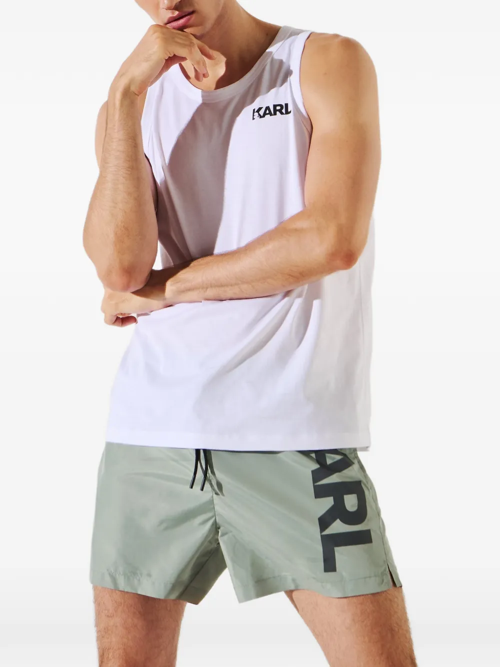 Karl Lagerfeld Tanktop met Karl-print Wit