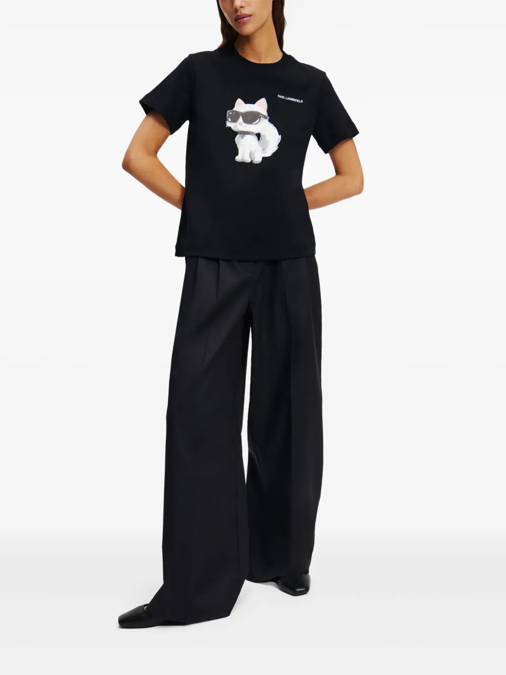 Karl Lagerfeld Ikon Choupette T-shirt - Zwart