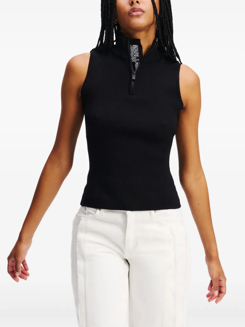 Karl Lagerfeld Jeans Geribbelde top Zwart