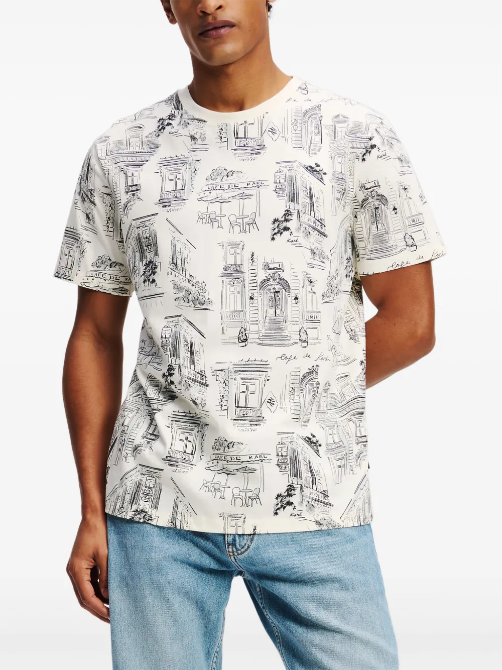 Karl Lagerfeld x Jorge Parra T-shirt met all-over print Wit