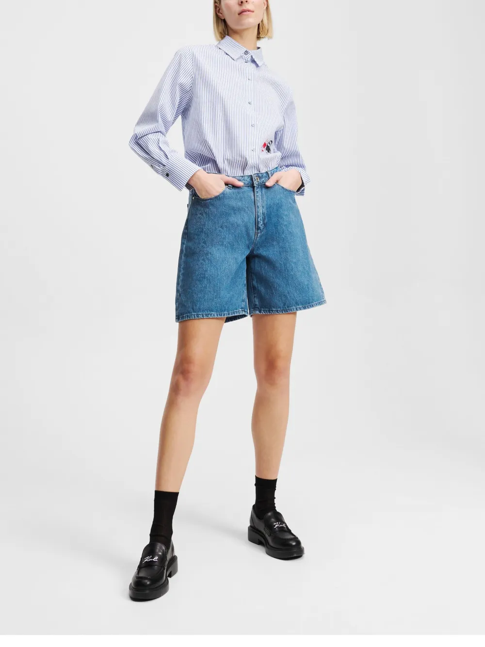 Karl Lagerfeld Ikon denim shorts Blauw