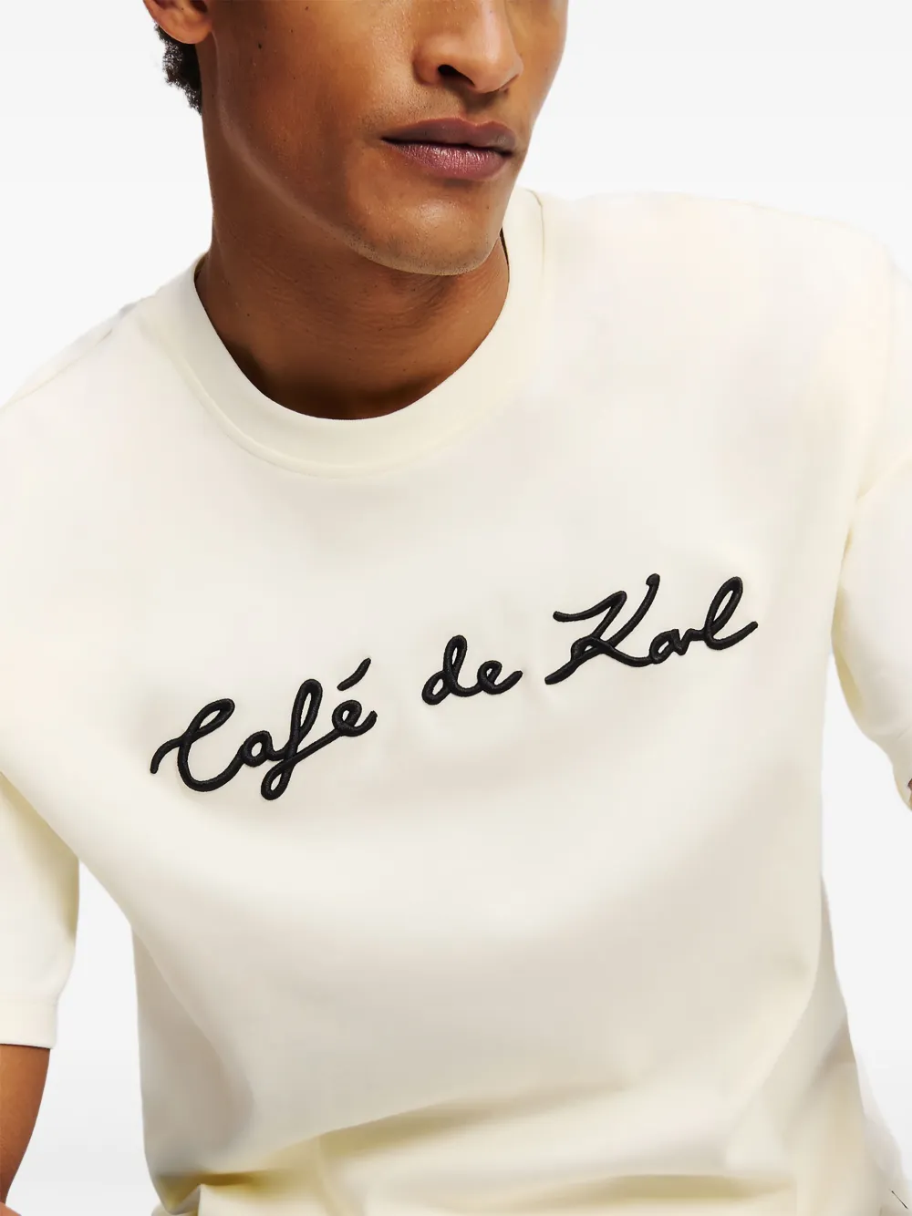 Karl Lagerfeld x Jorge Parra T-shirt met geborduurd logo Beige