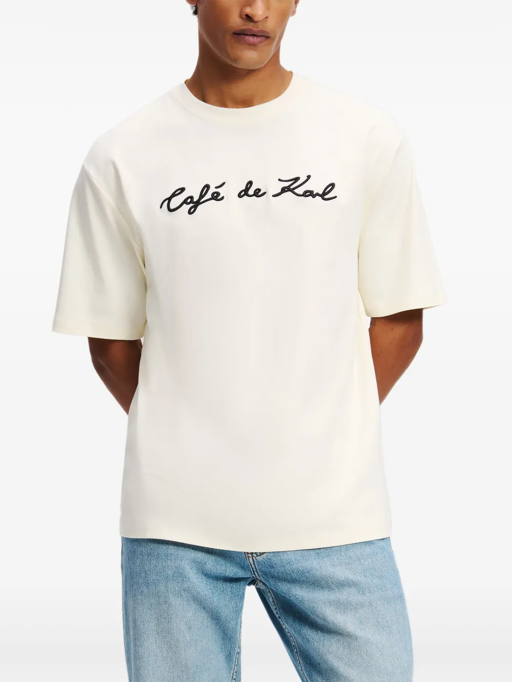 Karl Lagerfeld x Jorge Parra T-shirt met geborduurd logo Beige