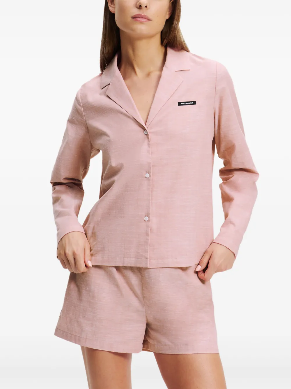 Shop Karl Lagerfeld Logo-appliqué Pajama Set In Pink