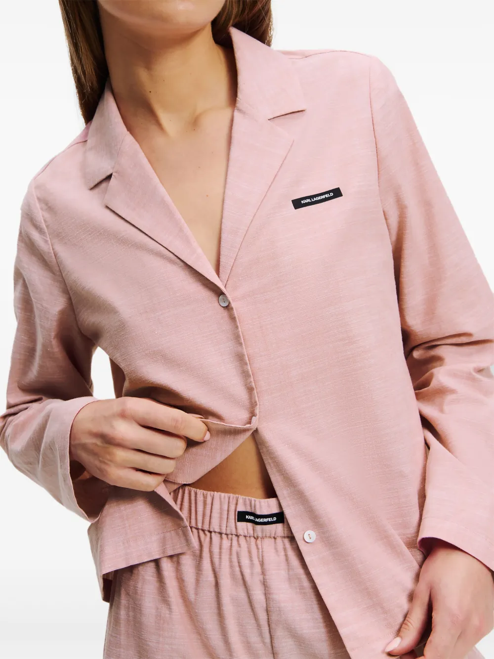 Shop Karl Lagerfeld Logo-appliqué Pajama Set In Pink