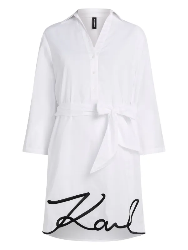 Karl Lagerfeld Dna Signature Semi-sheer Beach Dress - White