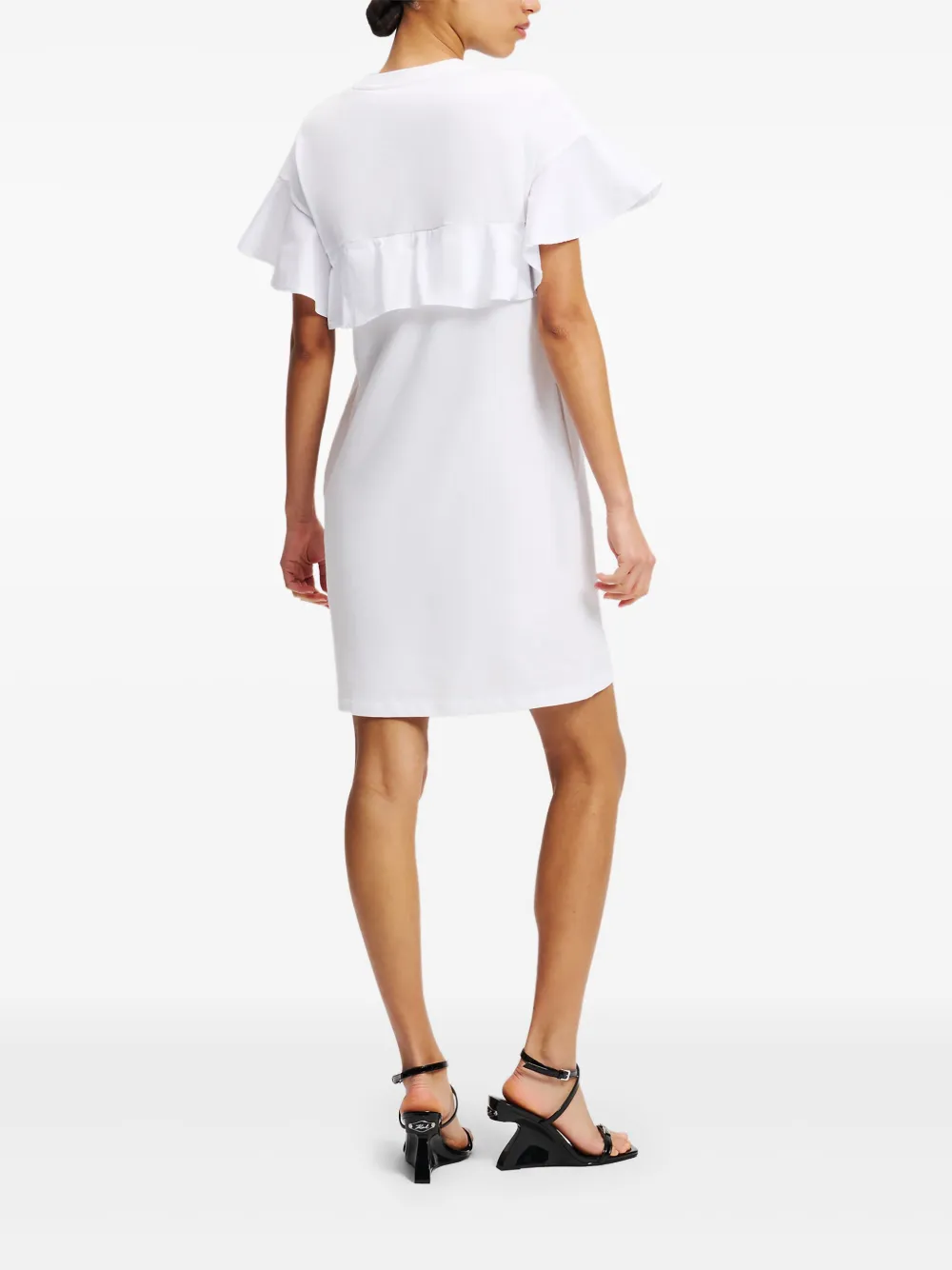 Karl Lagerfeld Jurk met ruches mouwen Wit