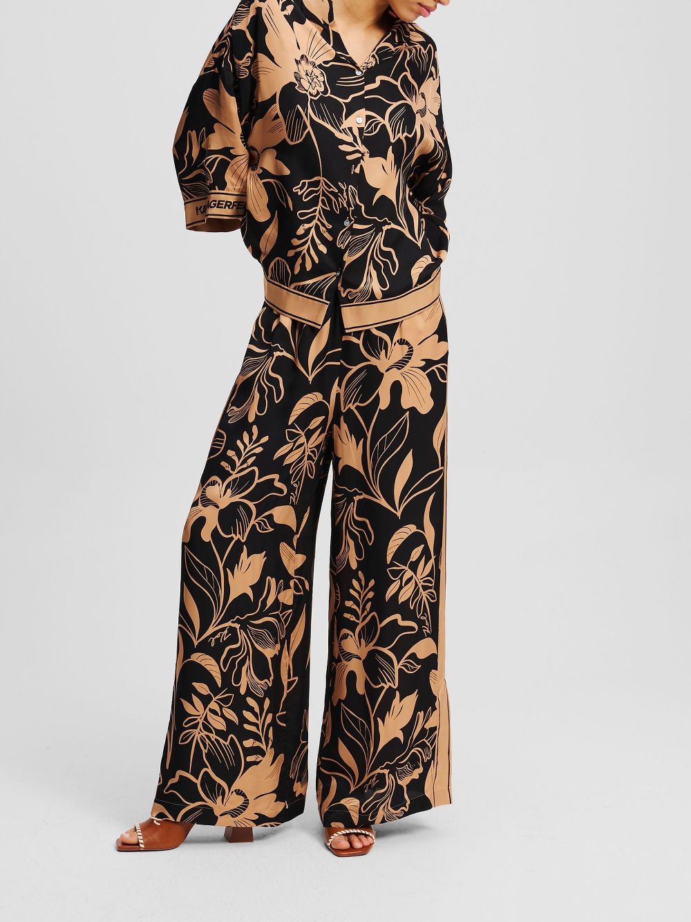 Karl Lagerfeld printed wide-leg trousers - Zwart