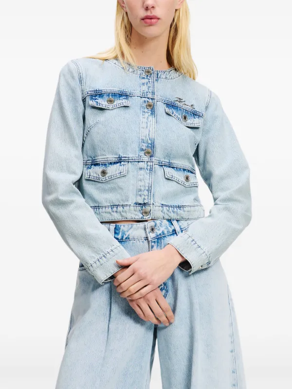 LRGERFELD デニムジャケット Men's RELAXED-FIT MONOGRAM DENIM JACKET by KARL LAGERFELD