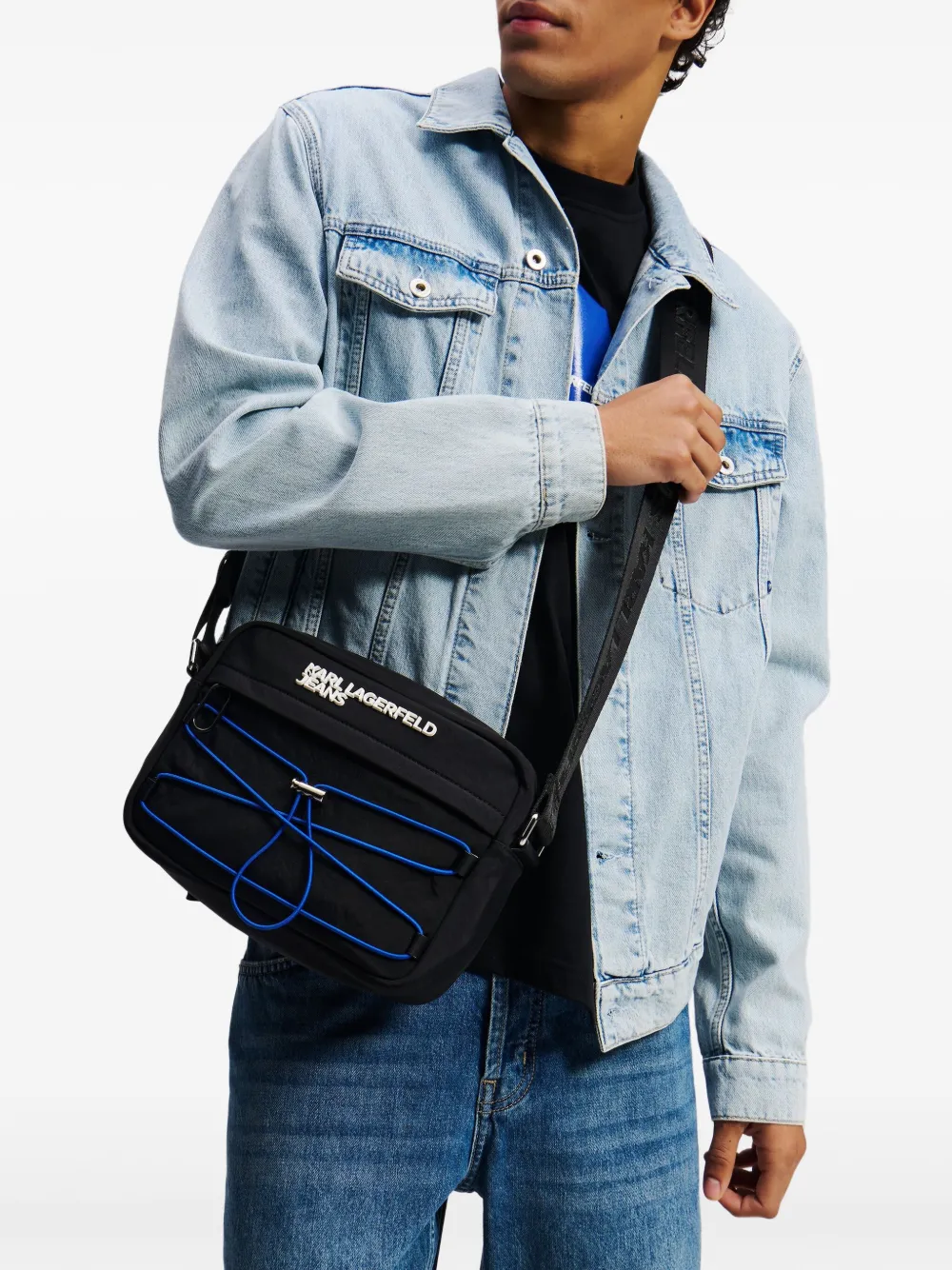 Karl Lagerfeld Jeans Crossbodytas met geborduurd logo - Zwart