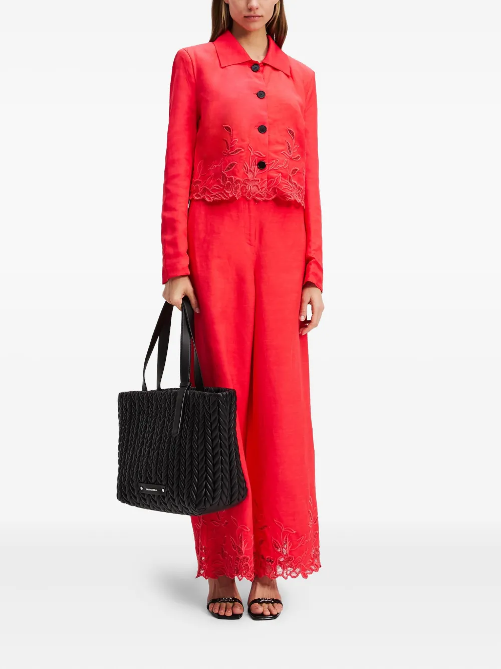 Karl Lagerfeld Broek met borduurwerk - Rood