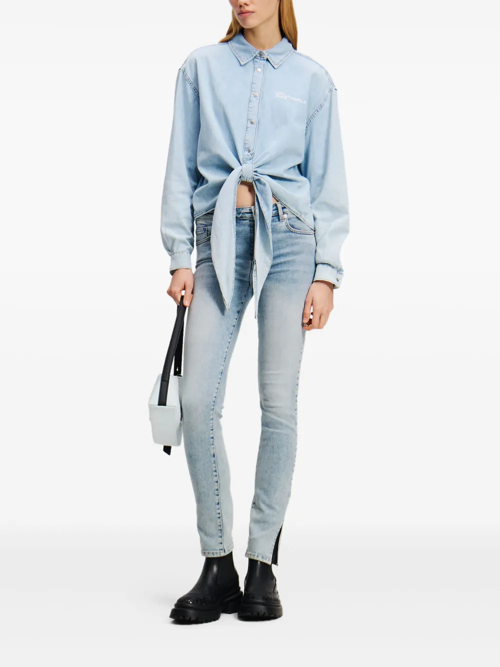 Karl Lagerfeld Jeans Blouse met knoopdetail - Blauw