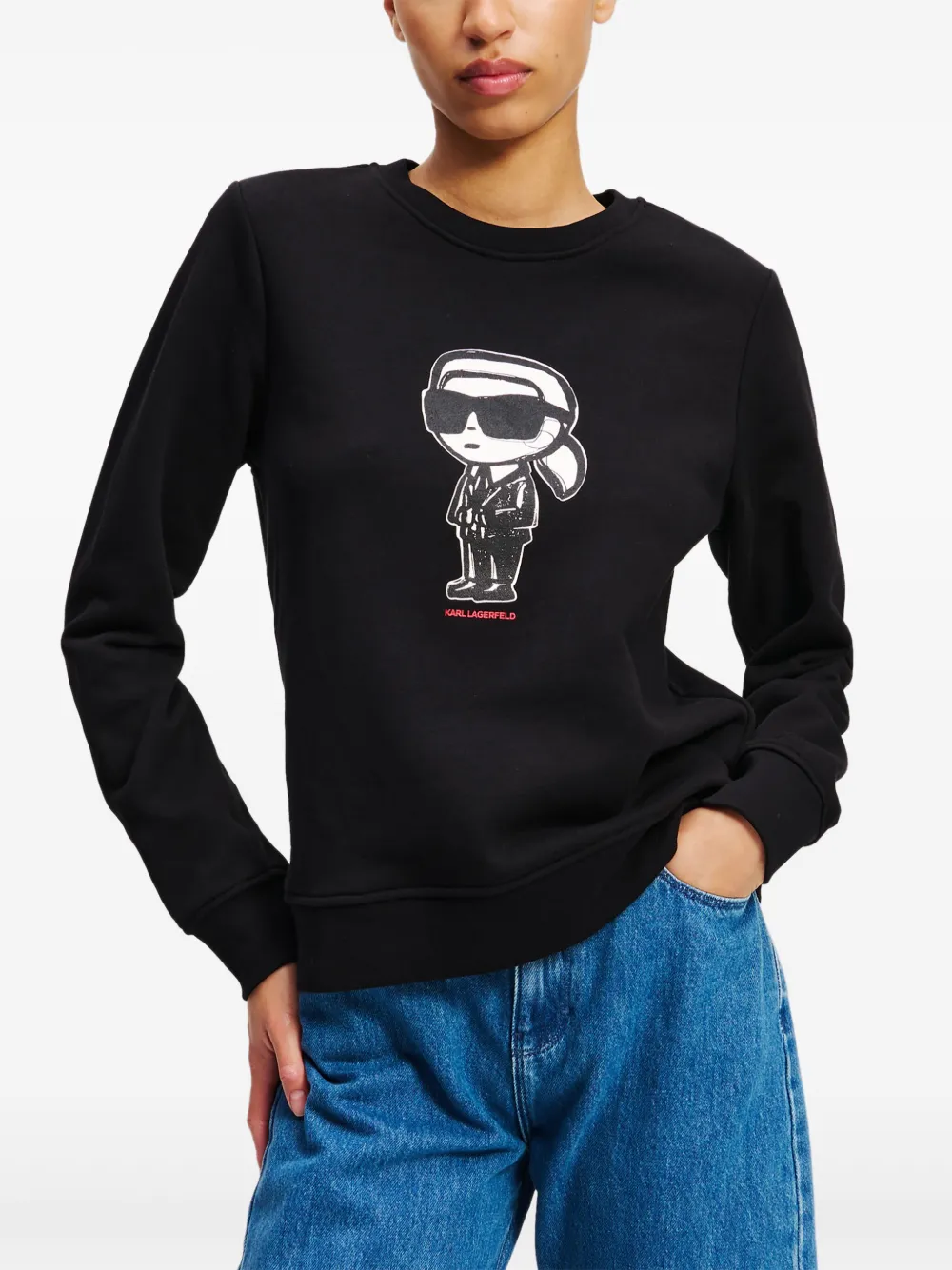 Karl Lagerfeld Ikon sweater met schets Zwart