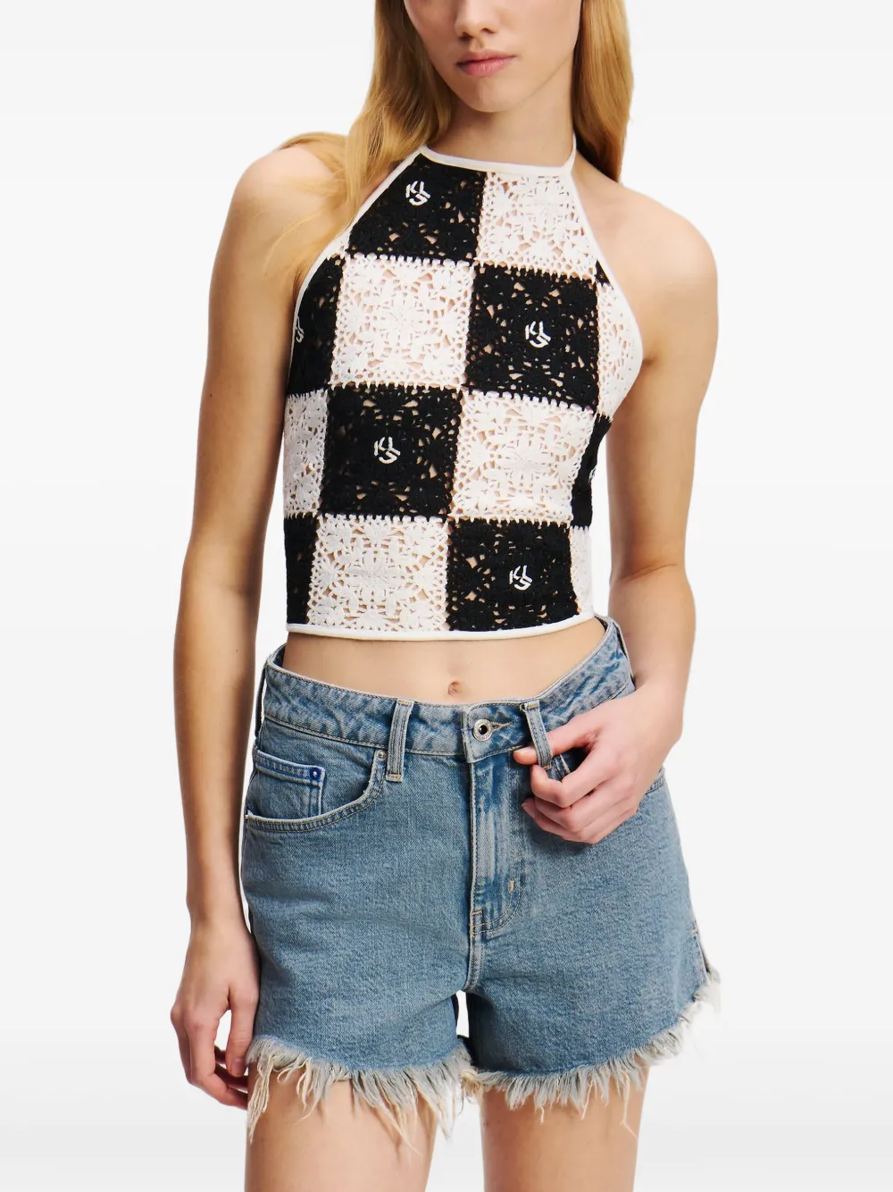 Karl Lagerfeld Jeans Gehaakte top Wit