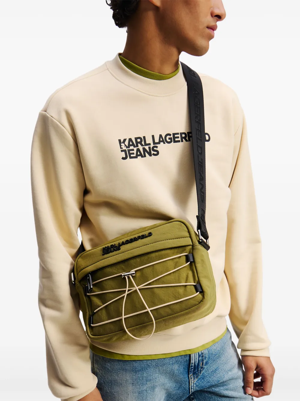 Karl Lagerfeld Jeans Cargo crossbodytas met trekkoord - Groen