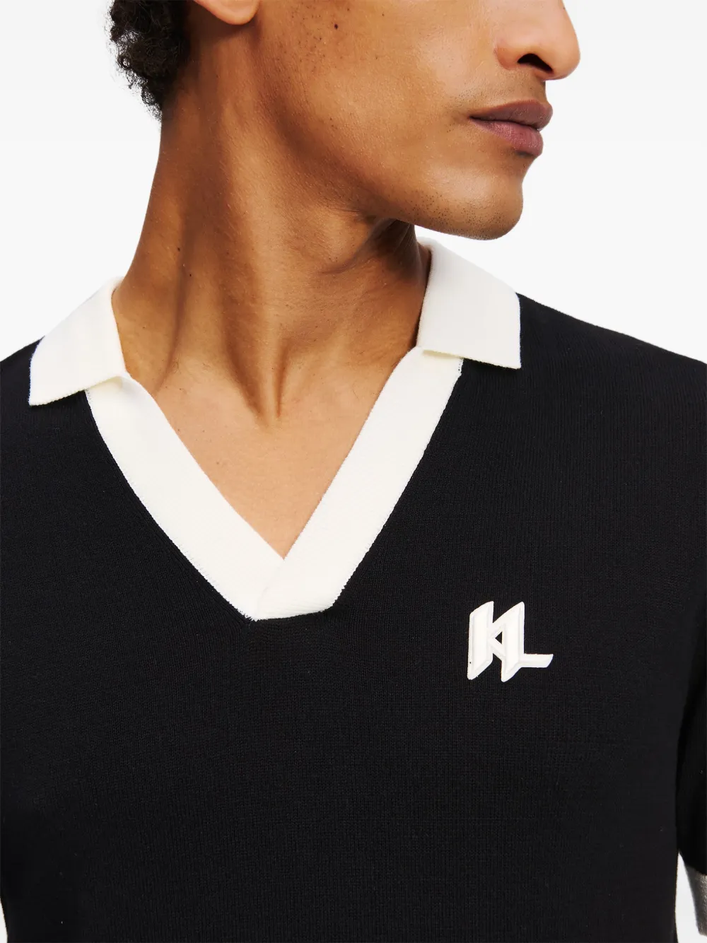 Karl Lagerfeld Poloshirt met contrasterende afwerking Zwart
