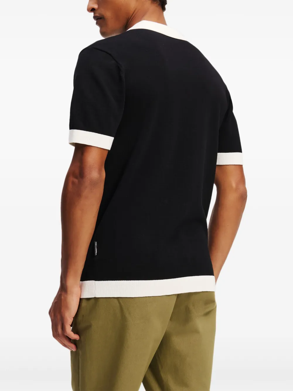 Karl Lagerfeld Poloshirt met contrasterende afwerking Zwart