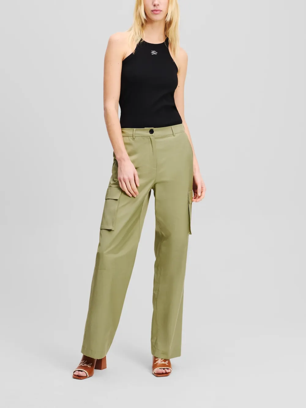 KARL LAGERFELD COTTON-BLEND CARGO TROUSERS