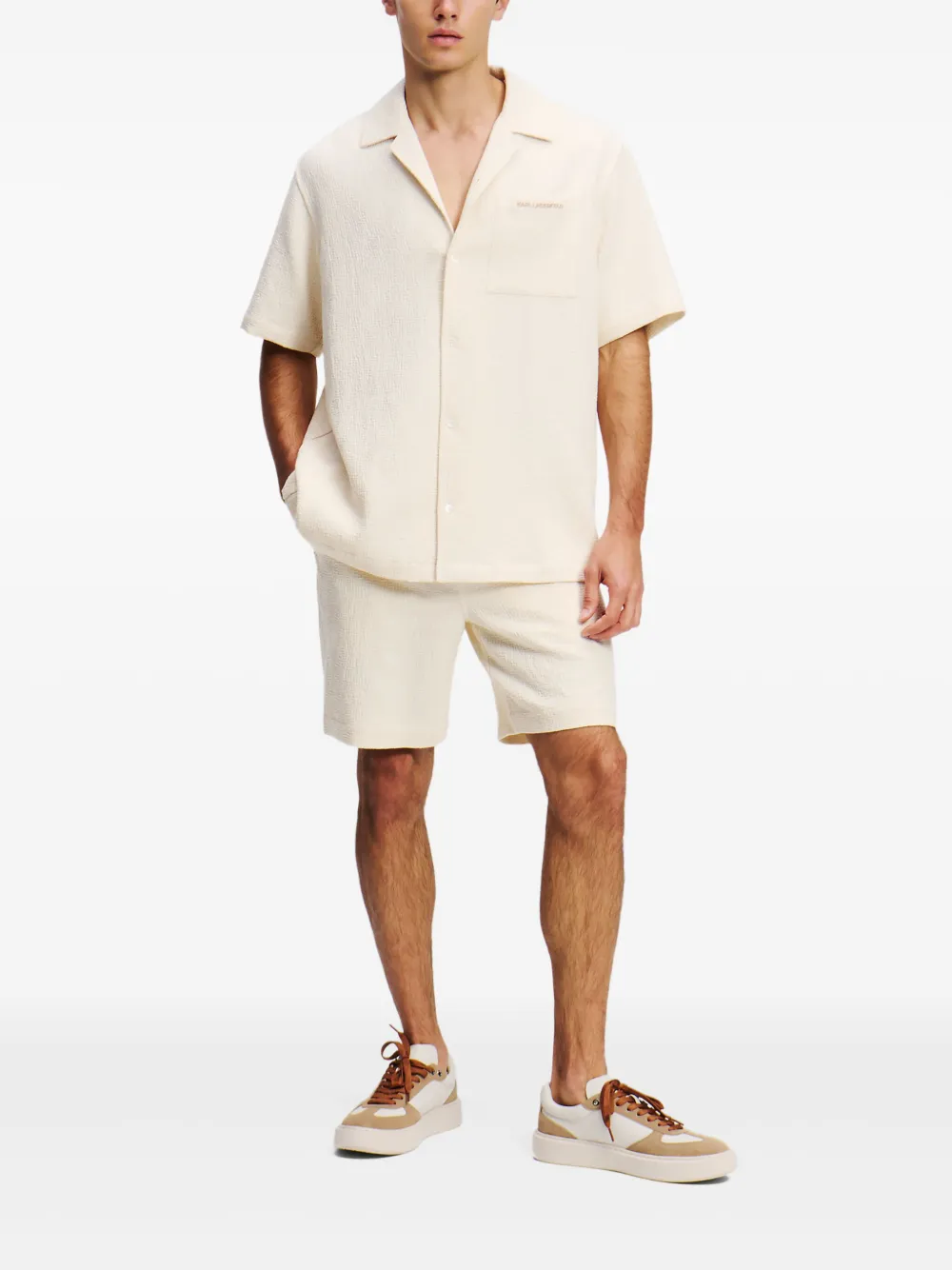Karl Lagerfeld Bambula overhemd met korte mouwen - Beige