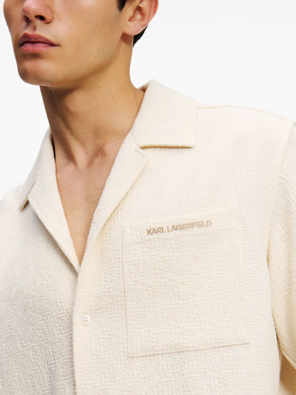Karl Lagerfeld Bambula overhemd met korte mouwen Beige