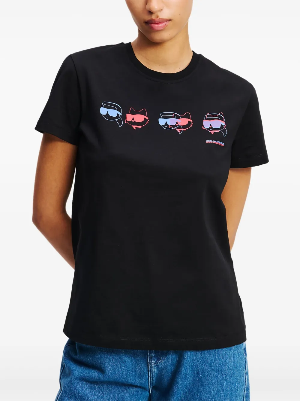 Shop Karl Lagerfeld Printed T-shirt In Black