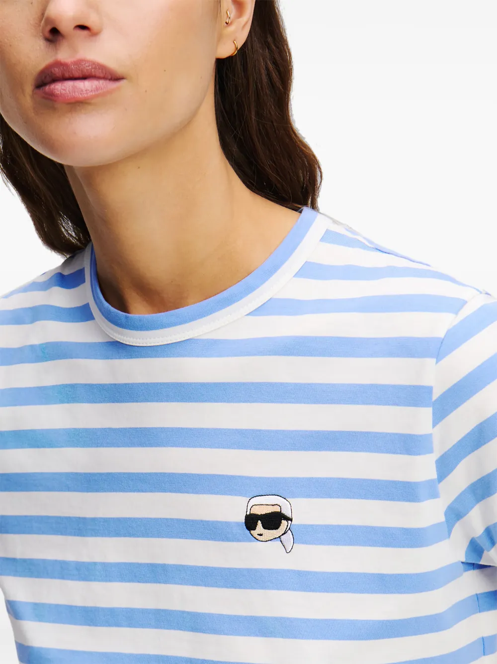 Karl Lagerfeld Ikon gestreept T-shirt Blauw