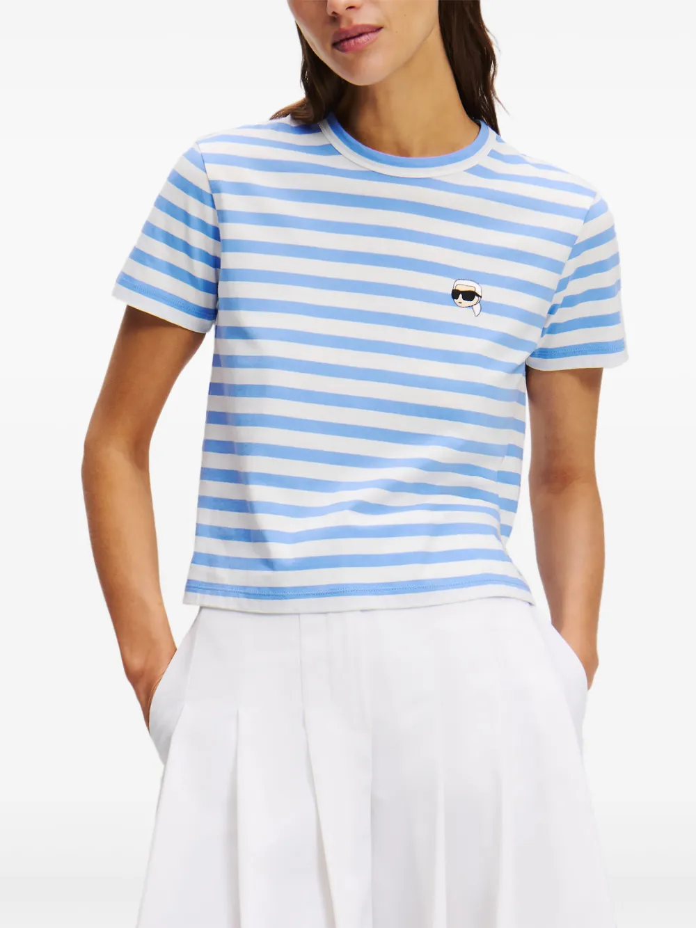 Karl Lagerfeld Ikon gestreept T-shirt Blauw