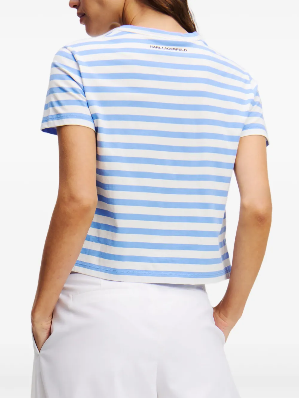 Karl Lagerfeld Ikon gestreept T-shirt Blauw