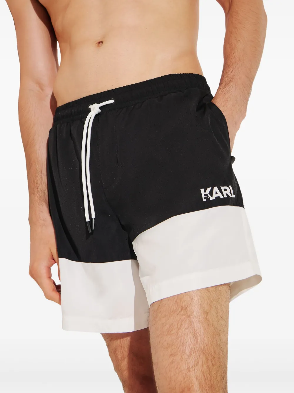 Karl Lagerfeld Zwembroek met colourblocking Zwart