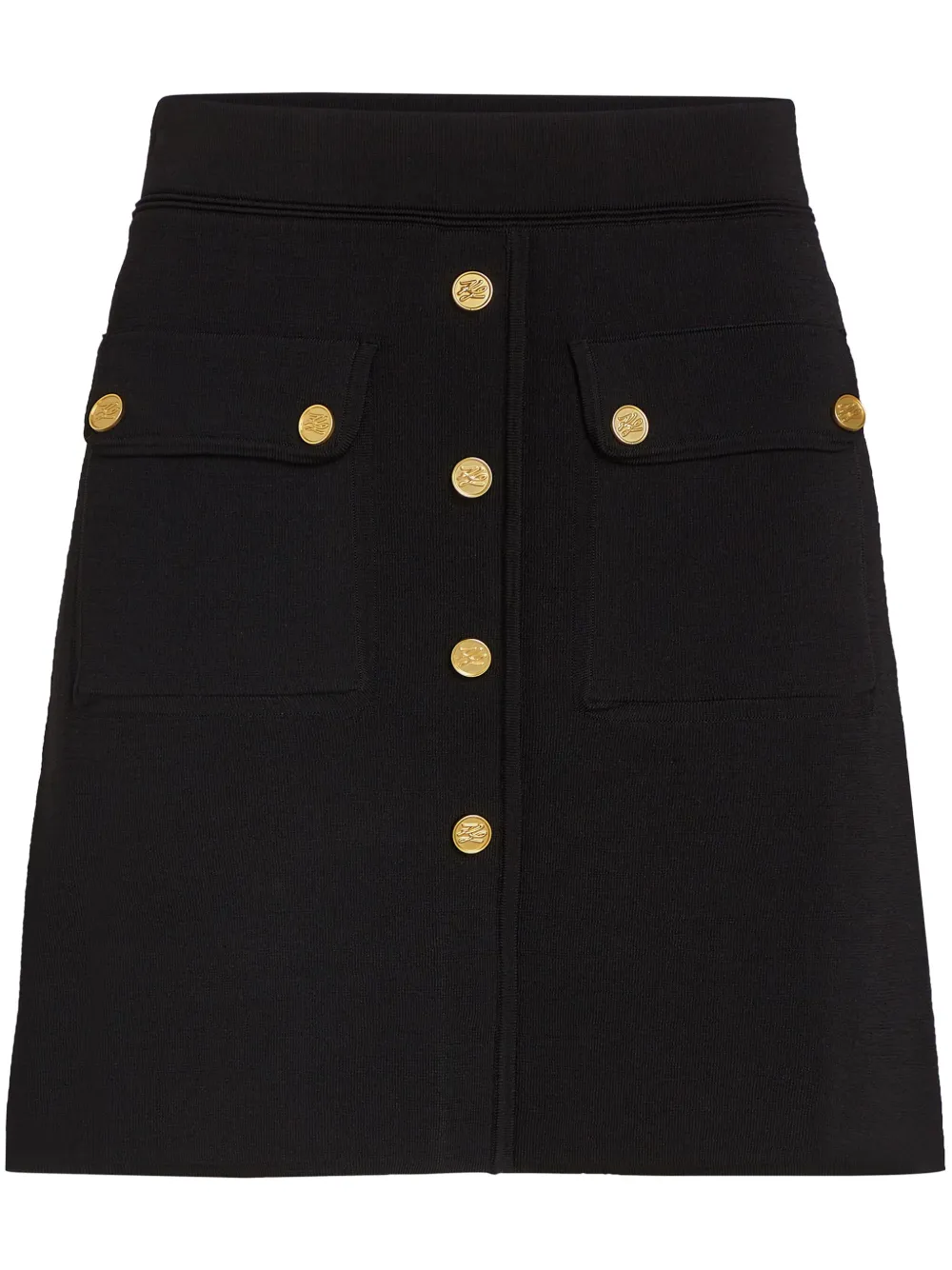 KARL LAGERFELD LOGO-ENGRAVED BUTTONED SKIRT