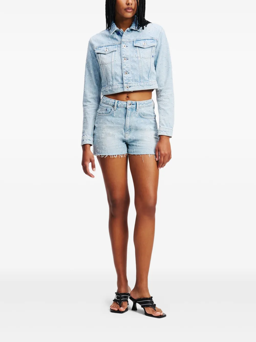 Karl Lagerfeld Jeans Bouclé denim shorts - Blauw