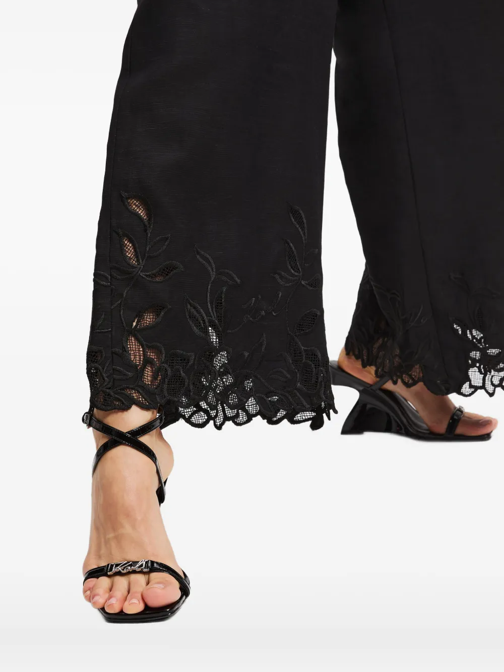 Karl Lagerfeld Broek met afwerking van kant Zwart