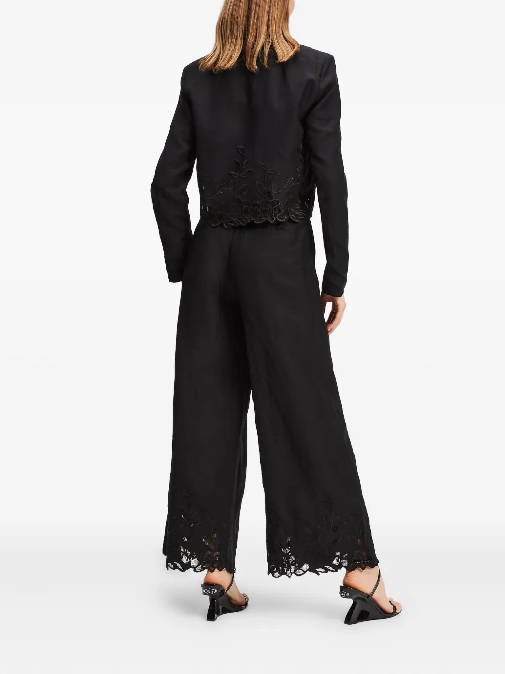 Karl Lagerfeld Broek met afwerking van kant Zwart