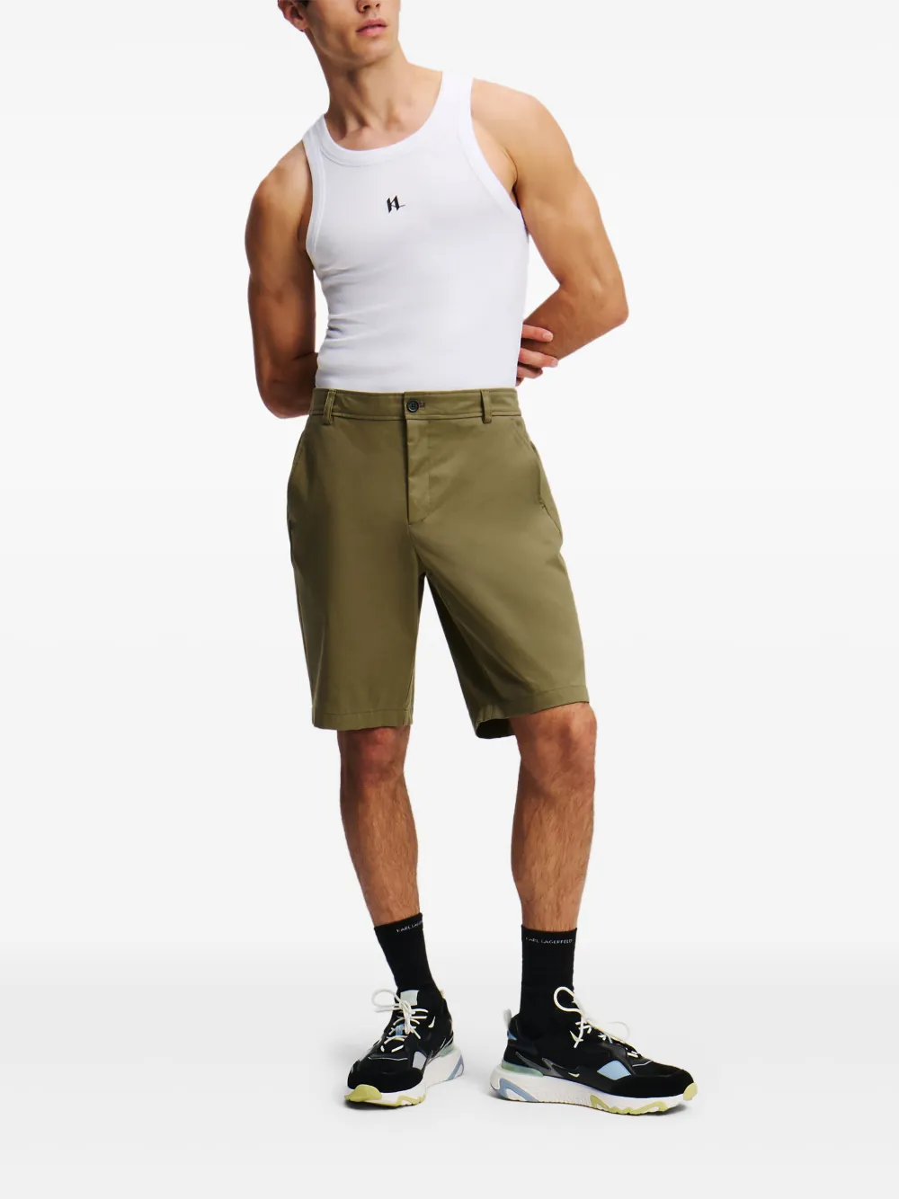 karllagerfeld Karl Lagerfeld Shorts met geborduurd logo - Groen