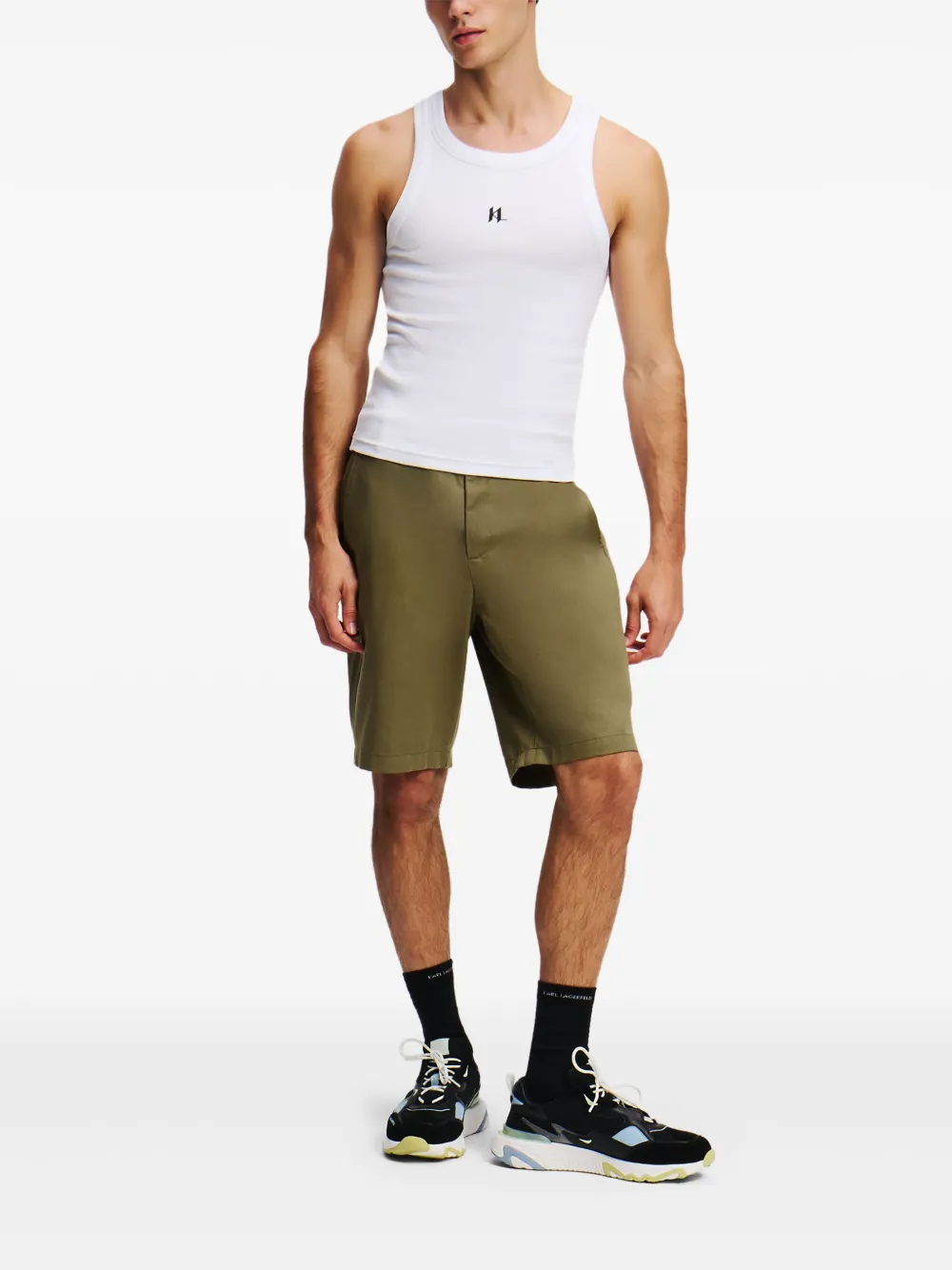 Karl Lagerfeld Shorts met geborduurd logo Groen