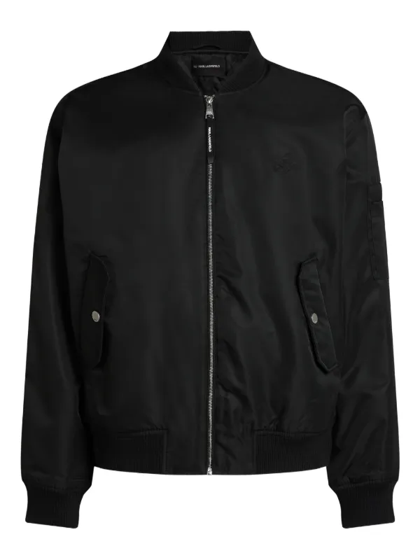 Karl Lagerfeld logo-embroidered Bomber Jacket Black FARFETCH EG
