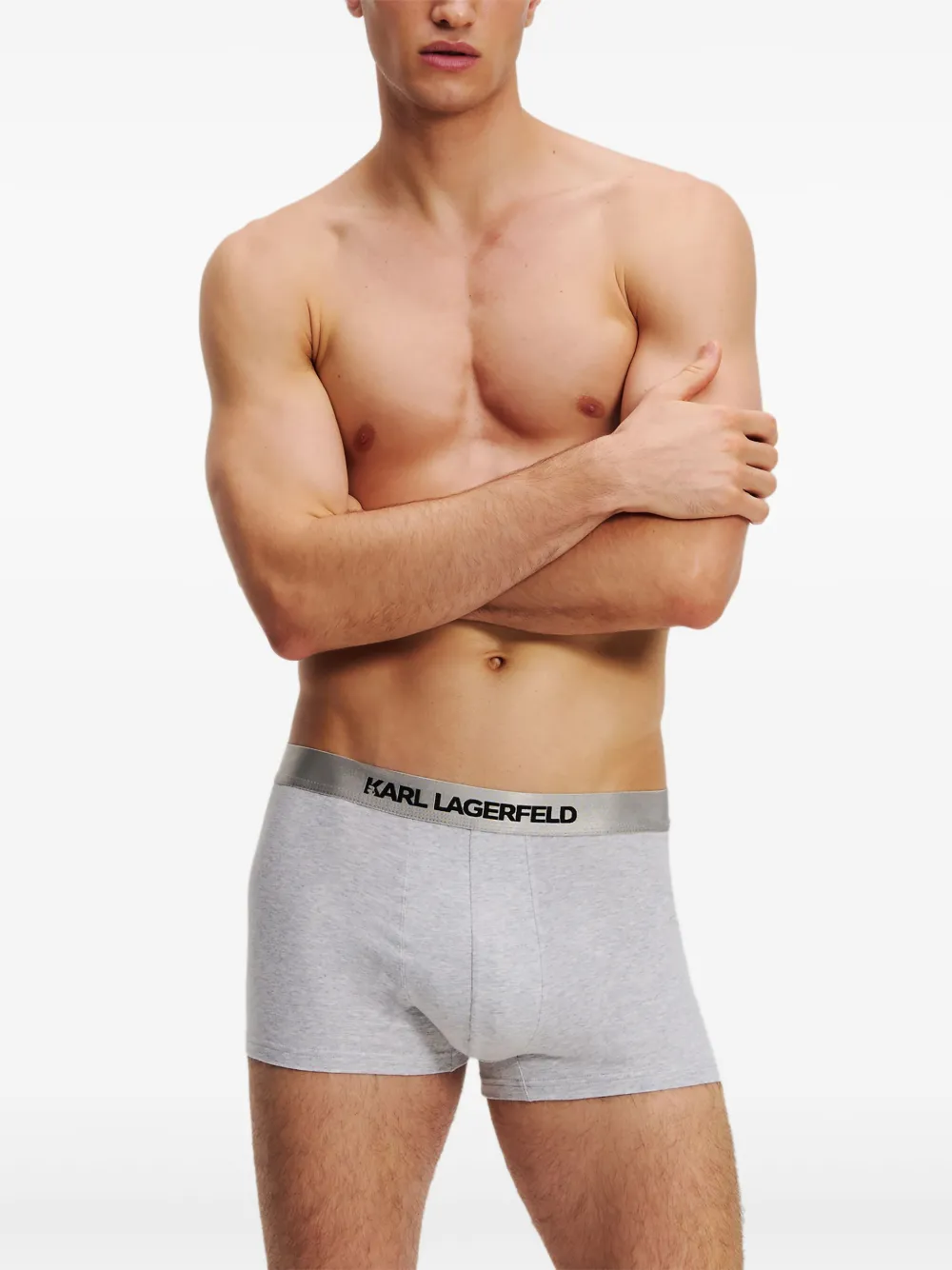 Karl Lagerfeld Drie boxershorts met metallic tailleband Grijs