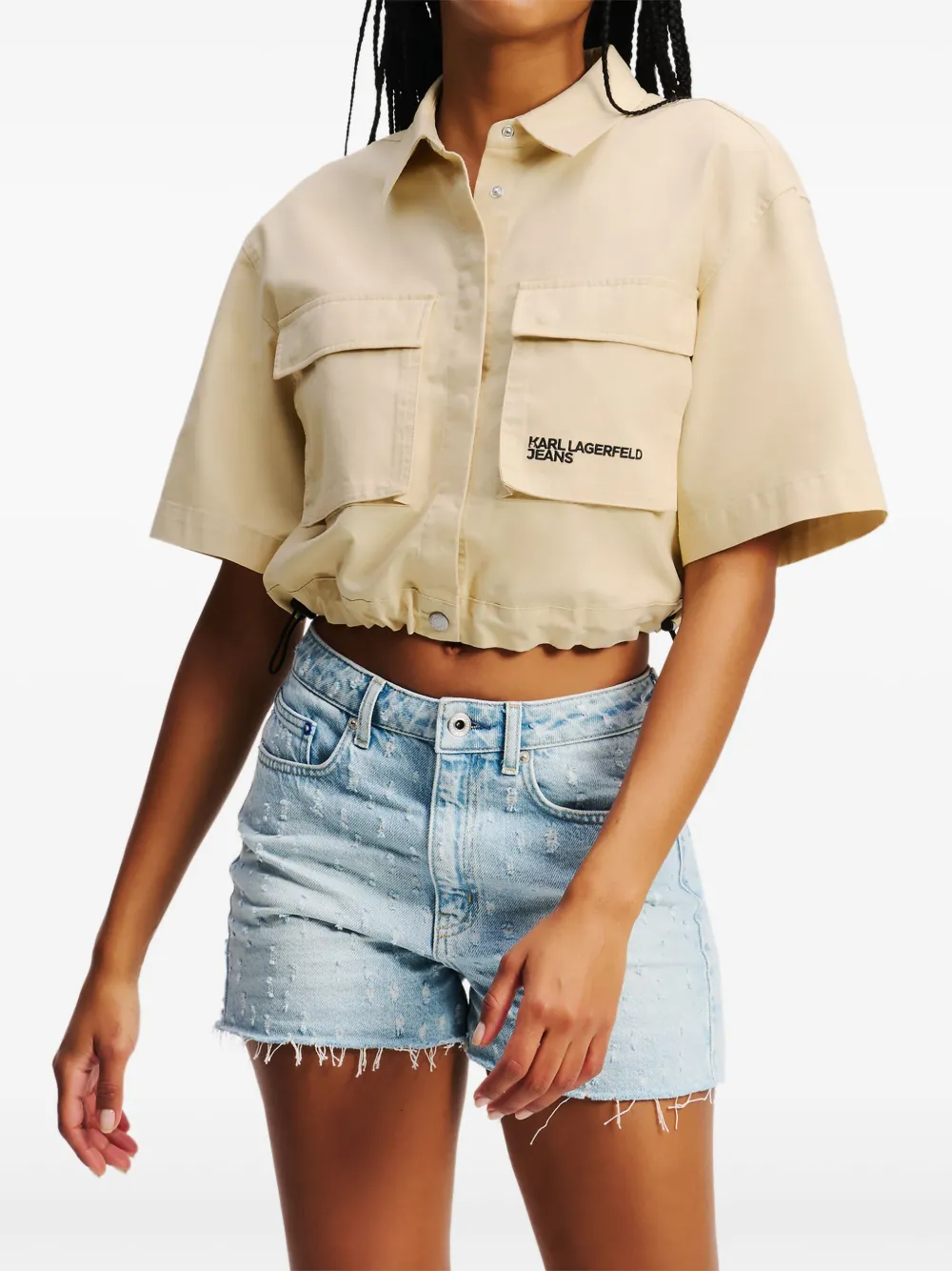 Karl Lagerfeld Jeans Overhemd met geborduurd logo Beige