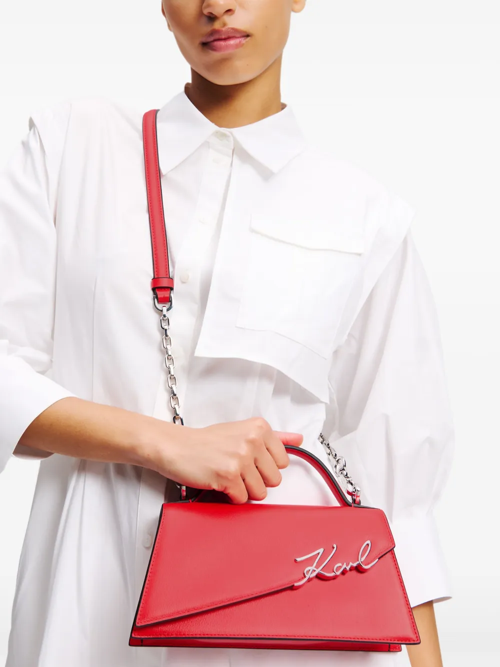 Karl Lagerfeld Crossbodytas met kenmerkende streep - Rood