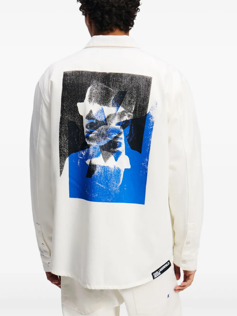 Karl Lagerfeld Jeans Denim shirtjack met Karl-print Wit