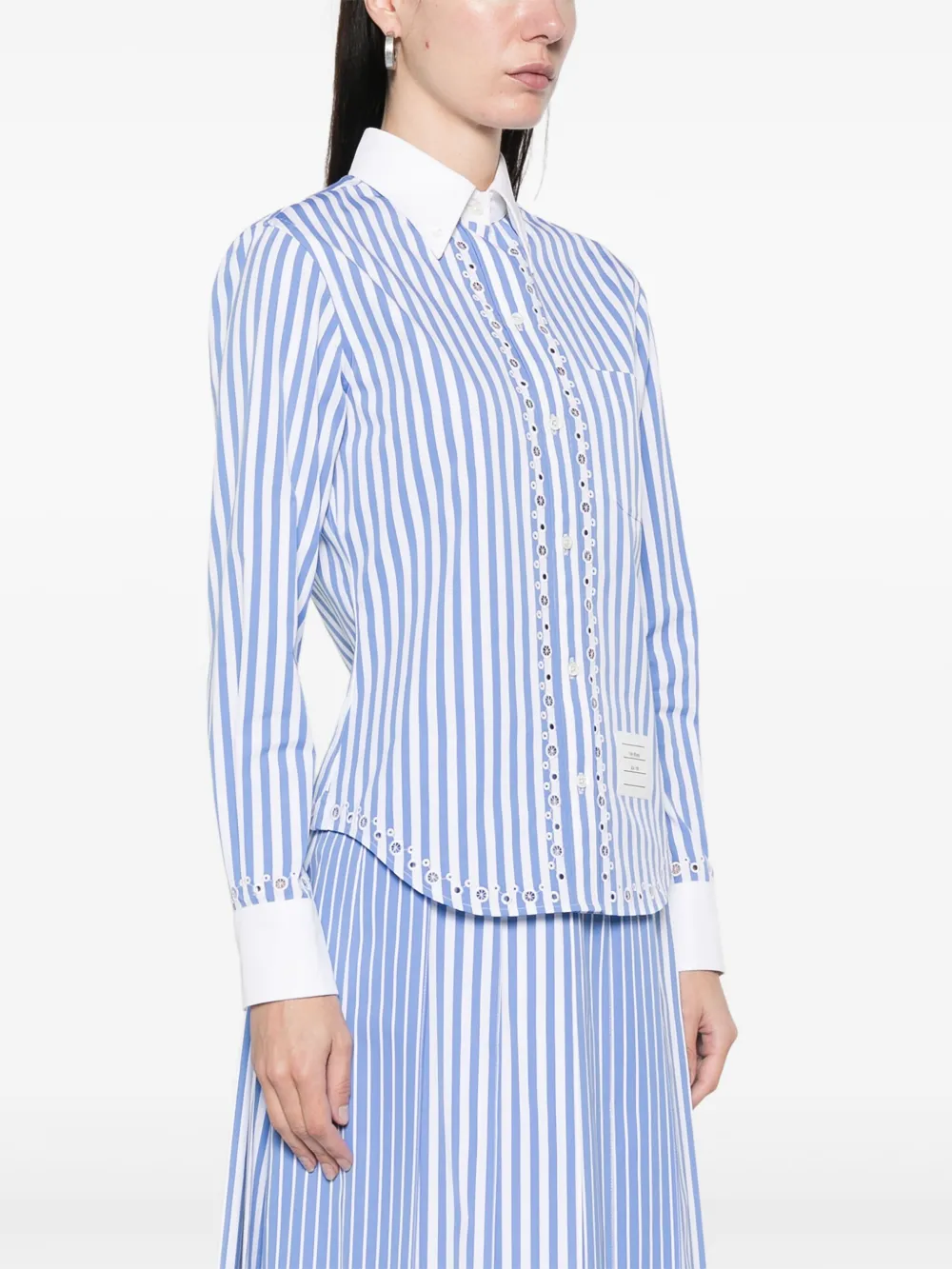 Thom Browne Blouse met broderie anglaise Blauw