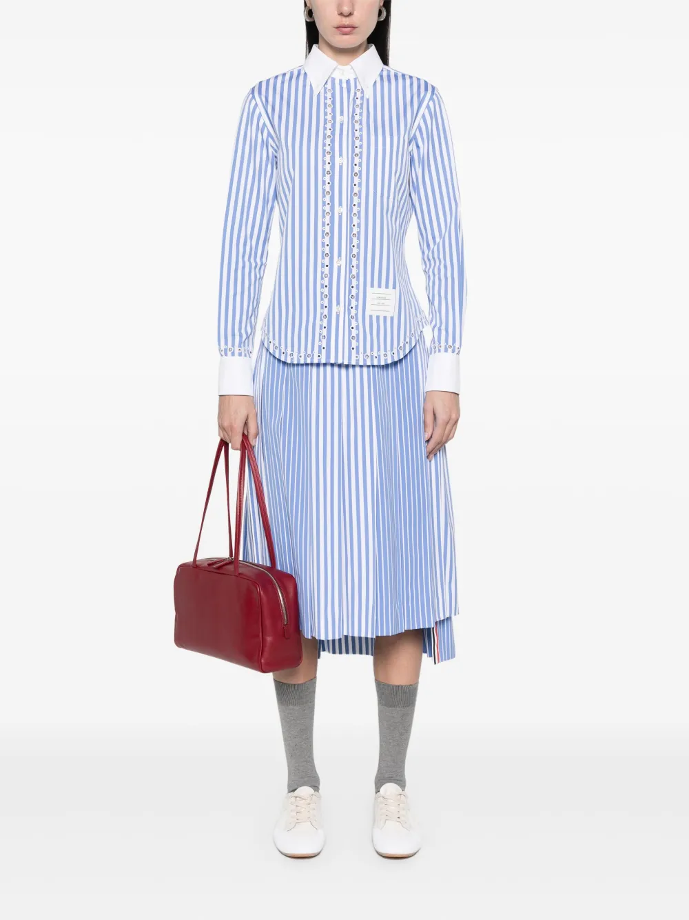 Thom Browne Blouse met broderie anglaise - Blauw