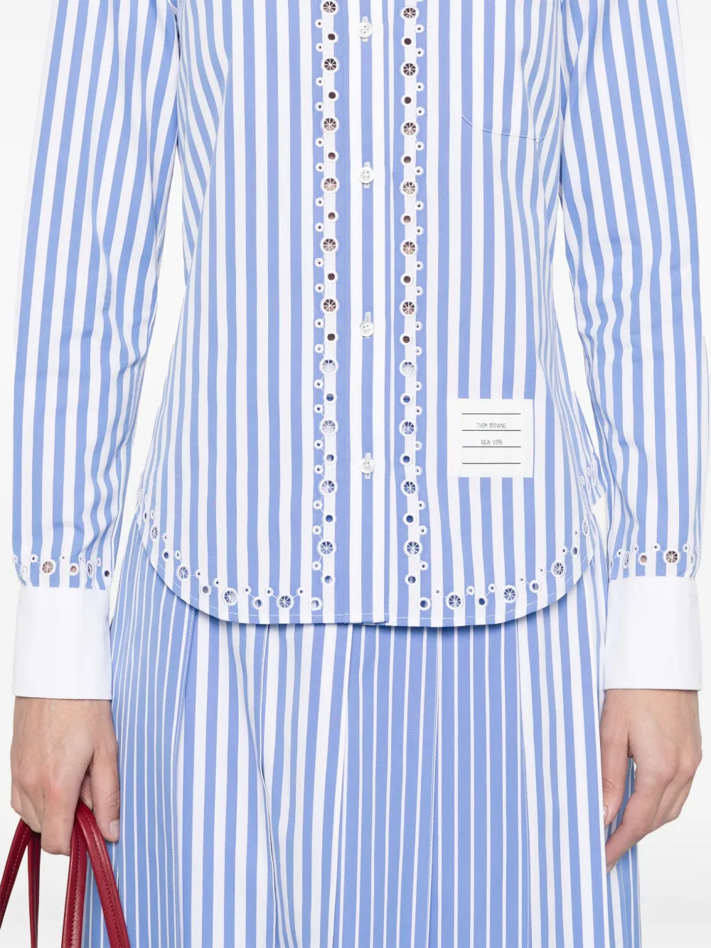 Thom Browne Blouse met broderie anglaise Blauw